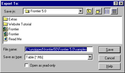 Export Dialog Window