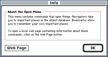 Picture of Info dialog for Frontier's Open Menu