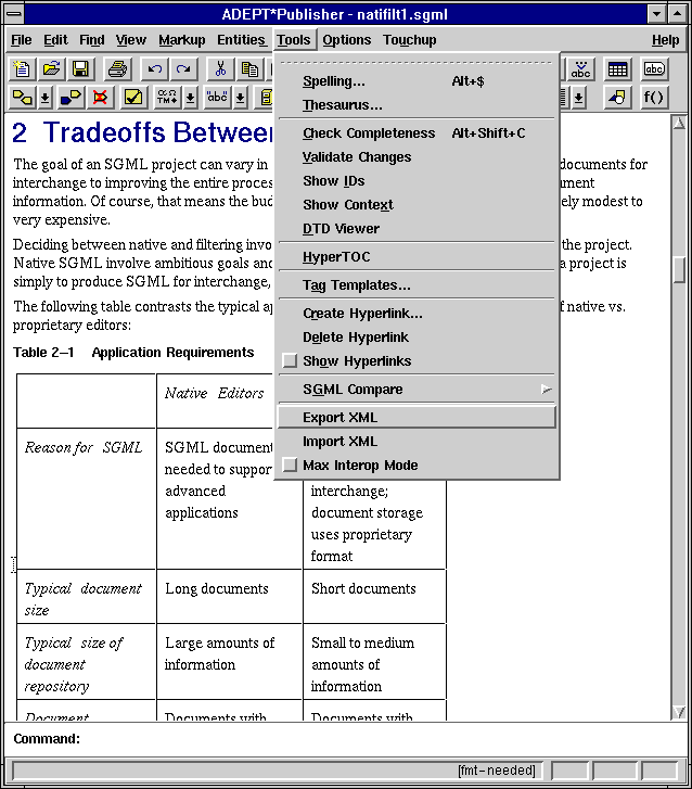 ArborText's XML extension